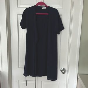 Babaton Navy Blue Tie Wrap Polyester
Mini Dress Short Sleeves Medium M